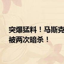 突爆猛料！马斯克，曾被两次暗杀！