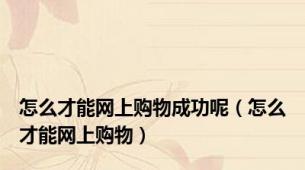 怎么才能网上购物成功呢（怎么才能网上购物）