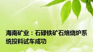 海南矿业：石碌铁矿石焙烧炉系统投料试车成功