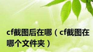 cf截图后在哪（cf截图在哪个文件夹）