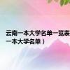 云南一本大学名单一览表（云南一本大学名单）