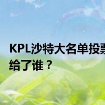 KPL沙特大名单投票你投给了谁?