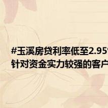 #玉溪房贷利率低至2.95%# 仅针对资金实力较强的客户