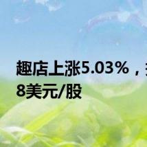 趣店上涨5.03%,报1.88美元/股