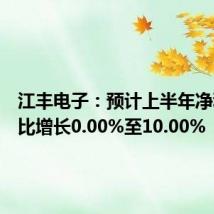 江丰电子：预计上半年净利润同比增长0.00%至10.00%