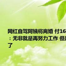 网红自驾阿姨将离婚 付16万给男方:无非就是再努力工作 但是我自由了