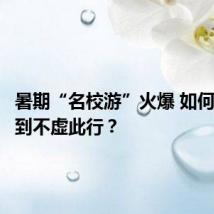 暑期“名校游”火爆 如何才能做到不虚此行？