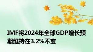 IMF将2024年全球GDP增长预期维持在3.2%不变