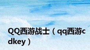 QQ西游战士（qq西游cdkey）