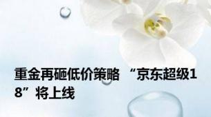 重金再砸低价策略 “京东超级18”将上线