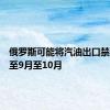 俄罗斯可能将汽油出口禁令延长至9月至10月