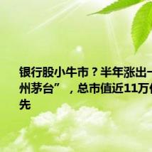 银行股小牛市？半年涨出一个“贵州茅台”，总市值近11万亿遥遥领先