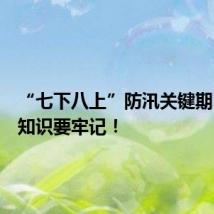 “七下八上”防汛关键期,这些知识要牢记!