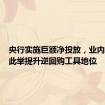 央行实施巨额净投放,业内人士称此举提升逆回购工具地位