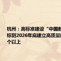 杭州:高标准建设“中国数谷” 目标到2026年底建立高质量数据集15个以上
