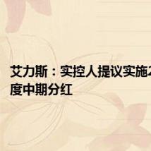 艾力斯:实控人提议实施2024年度中期分红