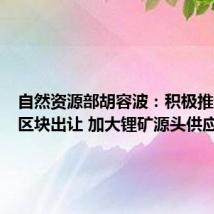 自然资源部胡容波:积极推进锂矿区块出让 加大锂矿源头供应