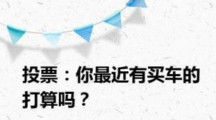 投票：你最近有买车的打算吗？
