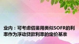 业内：可考虑借鉴用类似SOFR的利率作为浮动贷款利率的定价基准