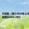 万得凯：预计2024年上半年净利润增长43%-70%