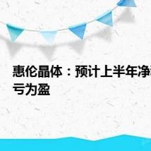 惠伦晶体:预计上半年净利润扭亏为盈