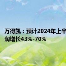 万得凯:预计2024年上半年净利润增长43%-70%