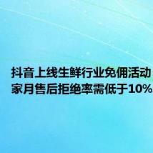 抖音上线生鲜行业免佣活动 参与商家月售后拒绝率需低于10%
