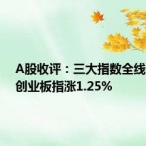 A股收评:三大指数全线翻红,创业板指涨1.25%