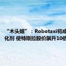 “木头姐”:Robotaxi将成重大催化剂 使特斯拉股价飙升10倍