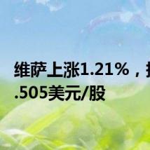 维萨上涨1.21%，报272.505美元/股