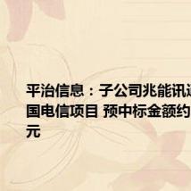 平治信息:子公司兆能讯通中标中国电信项目 预中标金额约3088万元