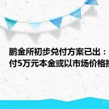 鹏金所初步兑付方案已出:每月兑付5万元本金或以市场价格抵房