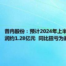 普冉股份:预计2024年上半年净利润约1.28亿元 同比扭亏为盈