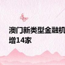澳门新类型金融机构新增14家