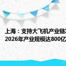 上海:支持大飞机产业链发展 到2026年产业规模达800亿