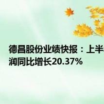 德昌股份业绩快报：上半年净利润同比增长20.37%