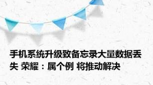 手机系统升级致备忘录大量数据丢失 荣耀：属个例 将推动解决