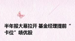 半年报大幕拉开 基金经理提前“卡位”绩优股