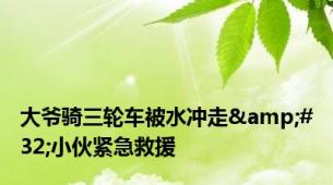 大爷骑三轮车被水冲走&#32;小伙紧急救援
