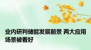 业内研判储能发展前景 两大应用场景被看好