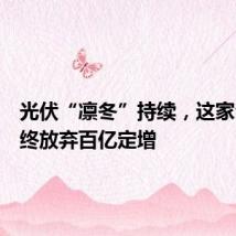 光伏“凛冬”持续,这家公司最终放弃百亿定增