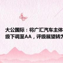 大公国际:将广汇汽车主体信用等级下调至AA,评级展望转为负面