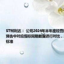 ST柯利达: 公司2024年半年度经营数据与业绩预告中对应指标同期数据进行对比,未达到披露标准