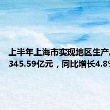 上半年上海市实现地区生产总值22345.59亿元，同比增长4.8%