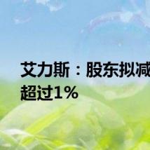 艾力斯：股东拟减持不超过1%