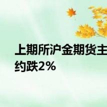 上期所沪金期货主力合约跌2%