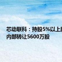 芯动联科:持股5%以上股东拟内部转让5600万股