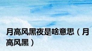 月高风黑夜是啥意思（月高风黑）
