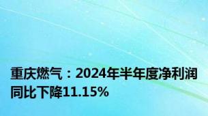 重庆燃气：2024年半年度净利润同比下降11.15%