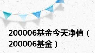 200006基金今天净值（200006基金）